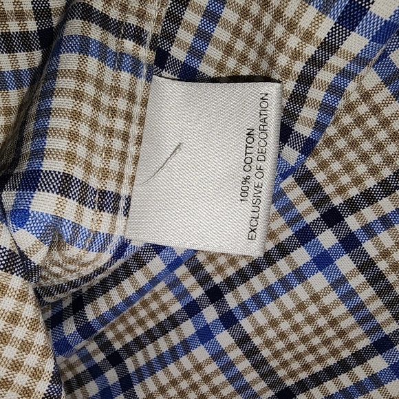Daniel Cremieux Tan and Blue Checkered Shirt - Picture 6 of 10